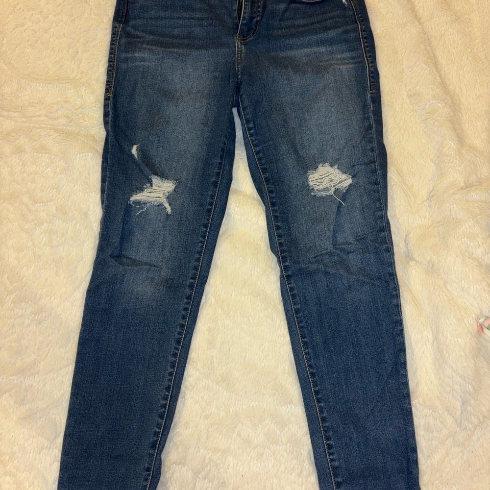 LuLaRoe Blue Jeggings with Distressed Details